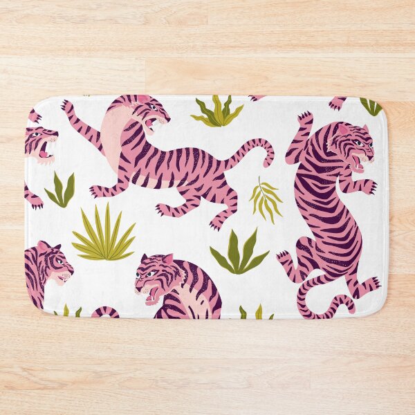 Item preview, Pink tigers and tropical leaves. designed and sold by AngelinaBambina.