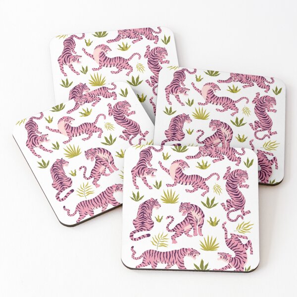 Item preview, Pink tigers and tropical leaves. designed and sold by AngelinaBambina.