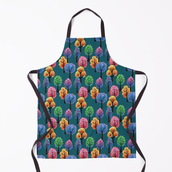 Forest - Tree Pattern Illustration - Acrylic Painting Apron