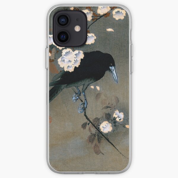 Vintage Japanese Crow and Blossom Woodblock Print iPhone Soft Case