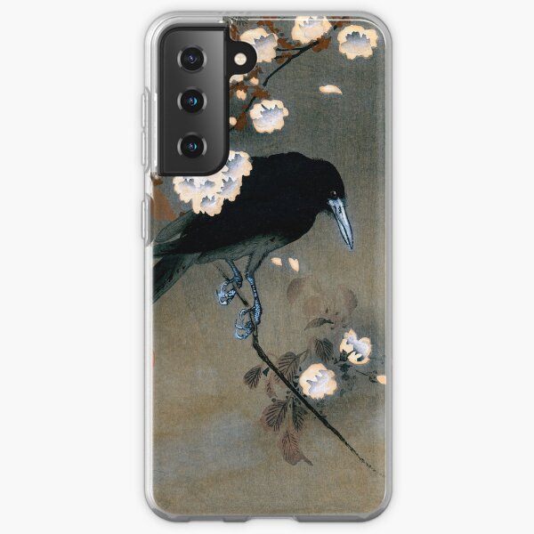 Vintage Japanese Crow and Blossom Woodblock Print Samsung Galaxy Soft Case