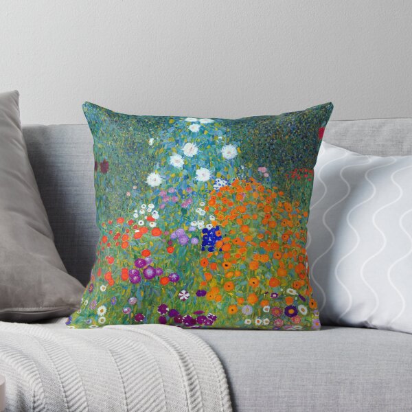 Gustav Klimt Flower Garden Throw Pillow