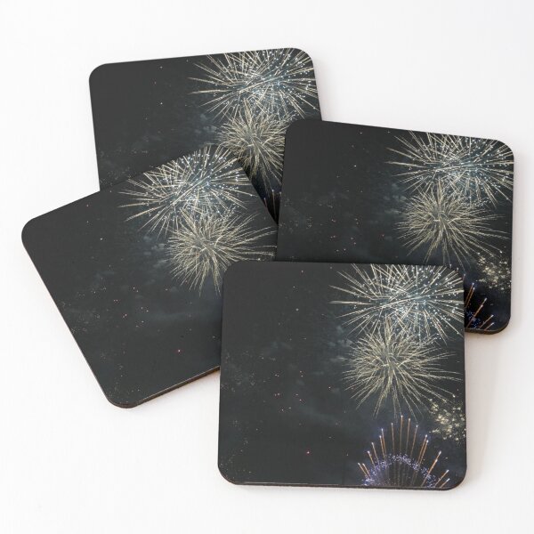 Item preview, Gold and Purple Fireworks Formation at Night designed and sold by alteredillusion.