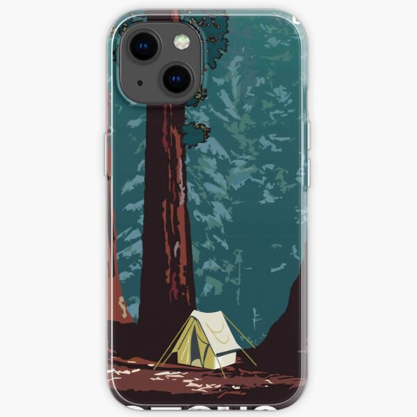 Vintage WPA Camping in Sequoia National Park iPhone Soft Case