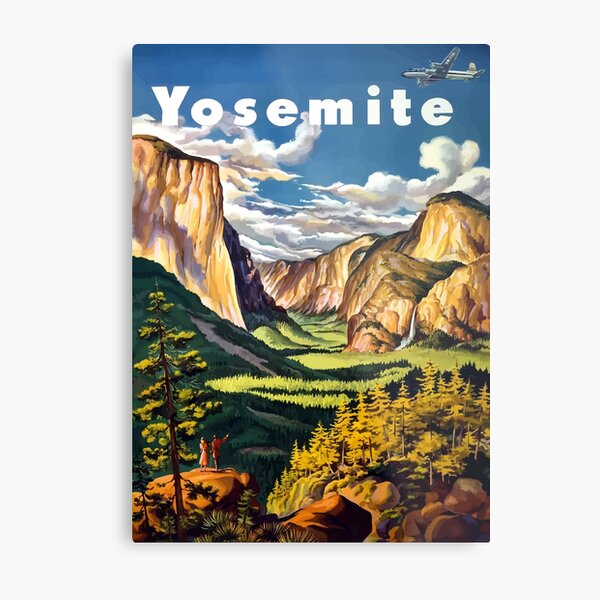 Vintage Yosemite National Park California Travel Metal Print