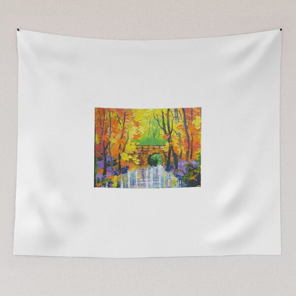 Item preview, Abstract design of pond and bridge  designed and sold by Sonali Shah.