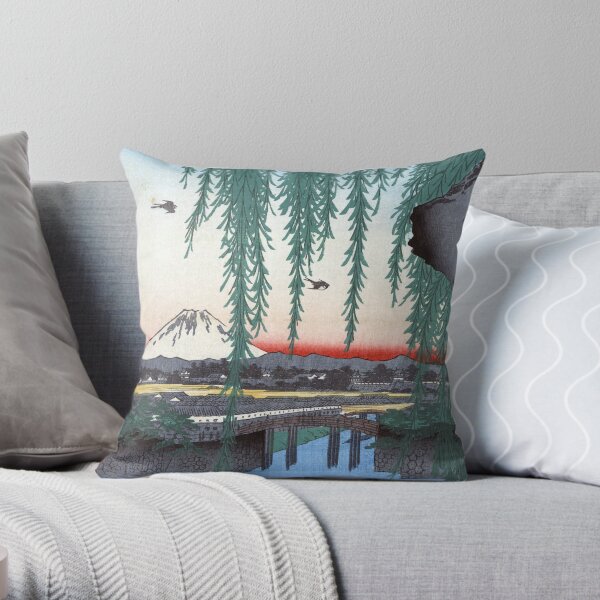 Utagawa Hiroshige Yatsumi Bridge Throw Pillow