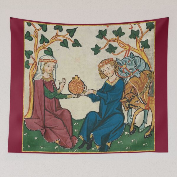 Item preview, Lovers Sharing Wine Medieval Illumination designed and sold by Erin Rado.
