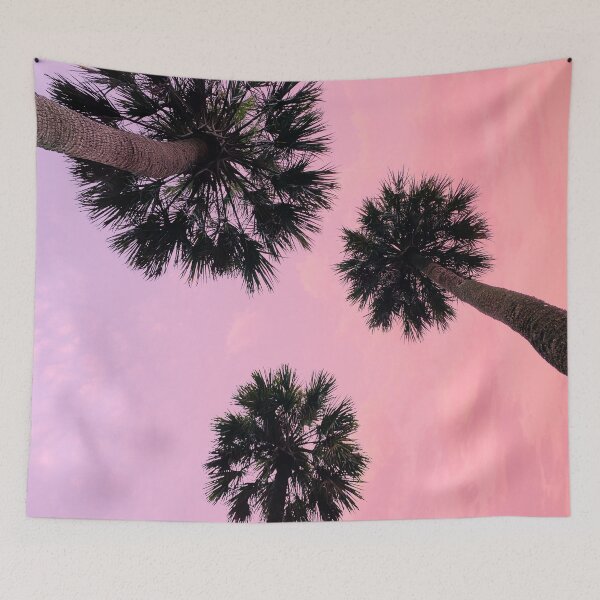 Item preview, 3 Palm Trees with Pink Purple Sunset Ombre Sky designed and sold by MarzStudio.