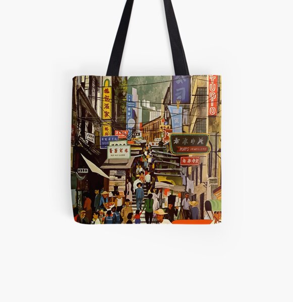 Vintage Airline Hong Kong China Travel All Over Print Tote Bag