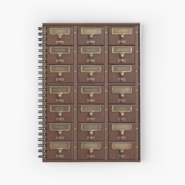 Vintage Library Card Catalog Drawers Spiral Notebook