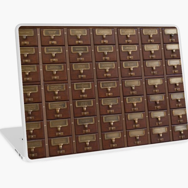 Vintage Library Card Catalog Drawers Laptop Skin