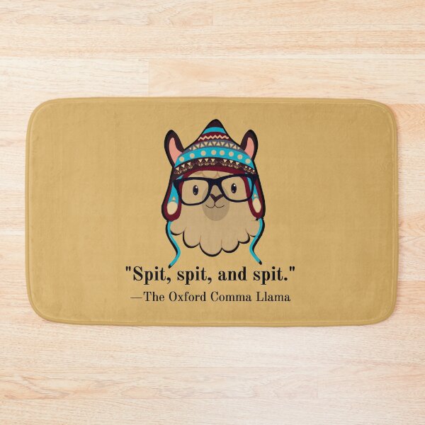 Item preview, Oxford Comma Llama black text spit beige designed and sold by GrammarDance.