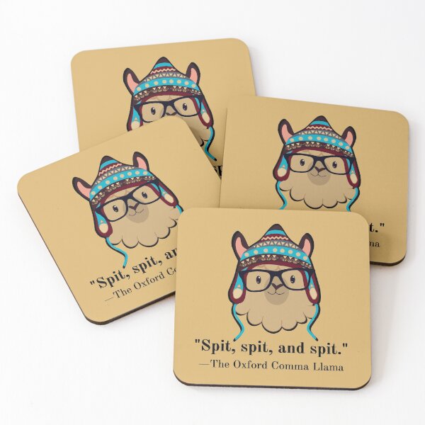Item preview, Oxford Comma Llama black text spit beige designed and sold by GrammarDance.