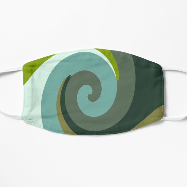 Multicolor Green swirls wave Flat Mask