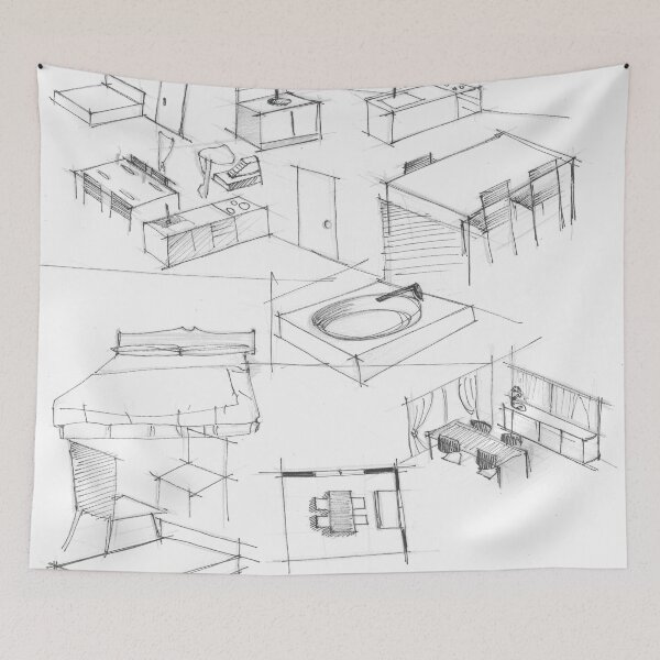 Item preview, white furniture sketches designed and sold by jorgelebeau.