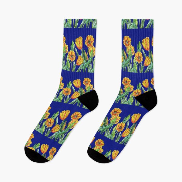 Item preview, Yellow Parrot Tulips Blue Sky Botanical Watercolor  designed and sold by Irina Sztukowski.