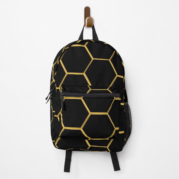 Item preview, golden hexagonal/honeycomb pattern in black background designed and sold by Dankio.