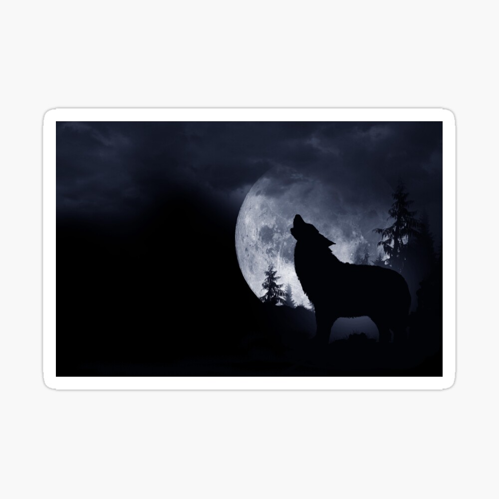 Werewolf By Night Full Moon Poster Black N White by AkiTheFull on