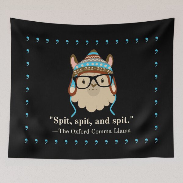 Item preview, Oxford Comma Llama tan spit black designed and sold by GrammarDance.