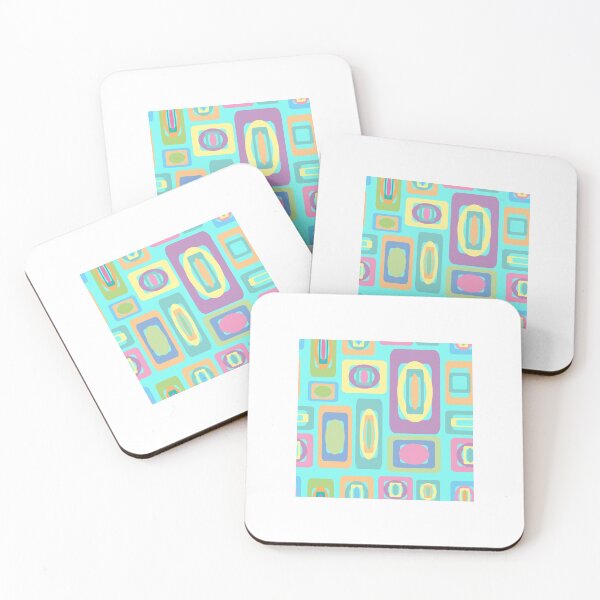 Item preview, Retro abstract squares in turquoise designed and sold by susanvarleyart.