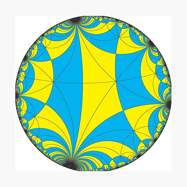 Tiling of the Lobachevsky space by Saccheri quadrangles, one of the cases of the Coxeter polytope. Замощение пространства Лобачевского четырехугольниками Саккери Photographic Print