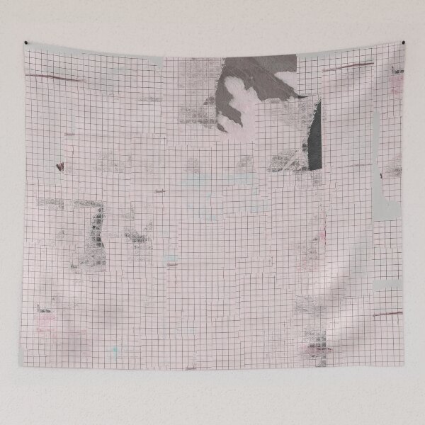 Item preview, Old notebook collage - checkered school page book torn scrap designed and sold by Plastic Memory Archive.