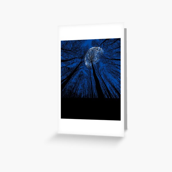 Dark night in the forest with clear moon Greeting Card by