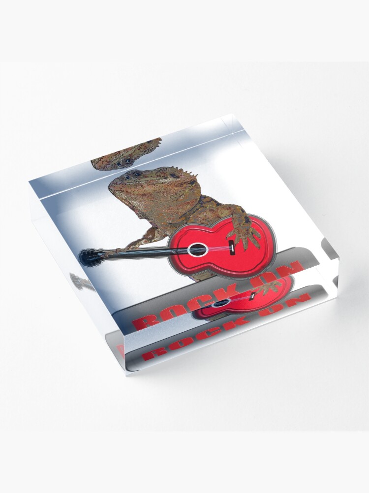 Alternate view of Bearded Dragon Plays Guitar Acrylic Block