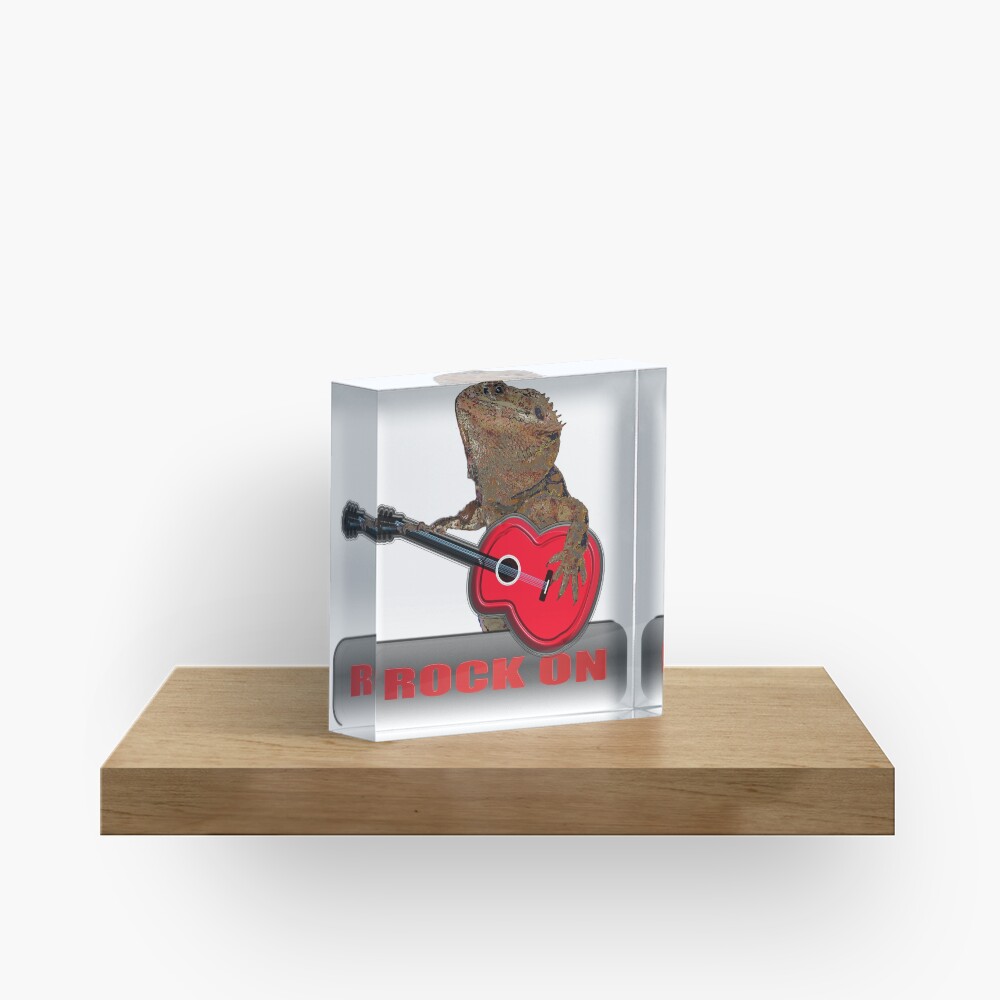 Bearded Dragon Plays Guitar Acrylic Block