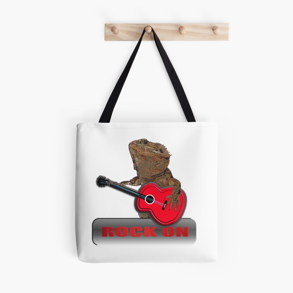 Bearded Dragon Plays Guitar Tote Bag