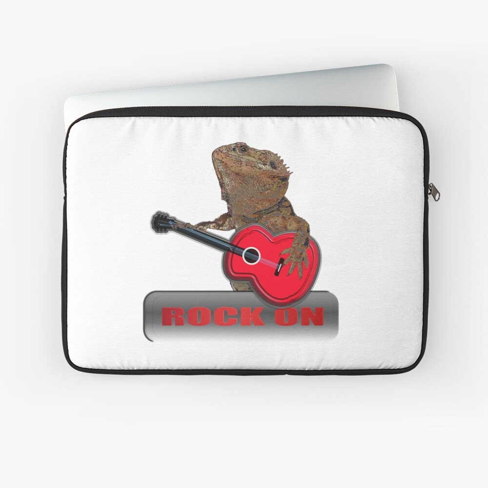 Bearded Dragon Plays Guitar Laptop Sleeve