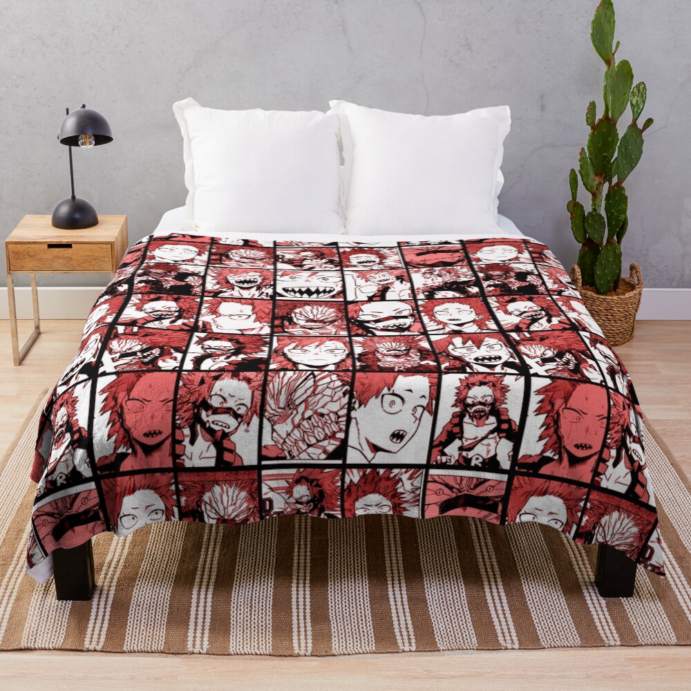 BNHA Kirishima collage - color version Throw Blanket