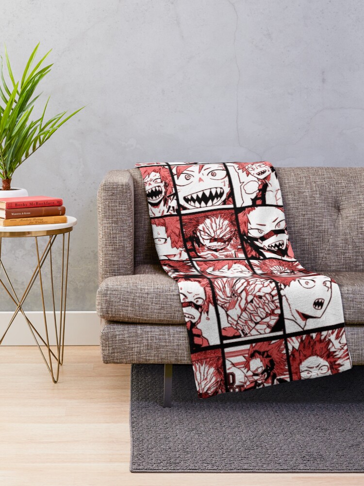 Alternate view of BNHA Kirishima collage - color version Throw Blanket