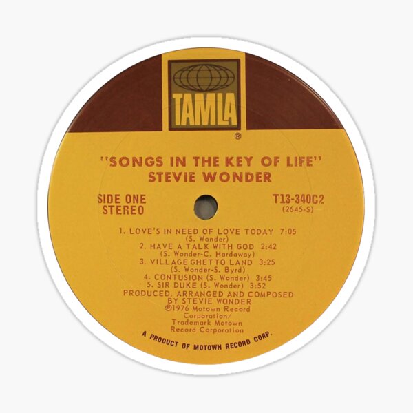 Stevie Wonder Songs in the Key of Life label Sticker