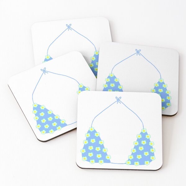 Item preview, Blue bikini top with mint coloured flowers designed and sold by graphic haven.