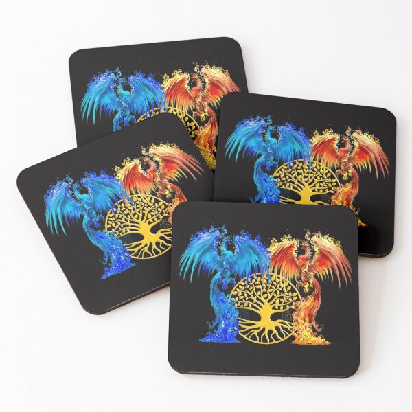 Item preview, Fantasy Fire And Ice Phoenix Gold Tree Of Life designed and sold by Atteestude.