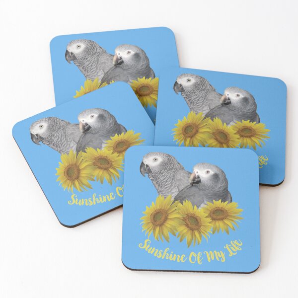 Item preview, Congo and Timneh African Grey Parrot with Sunflowers designed and sold by einsteinparrot.