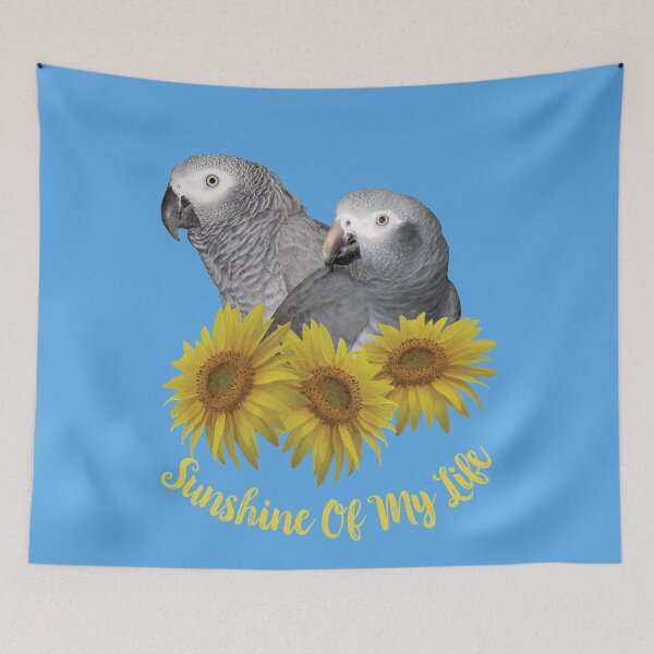 Item preview, Congo and Timneh African Grey Parrot with Sunflowers designed and sold by einsteinparrot.