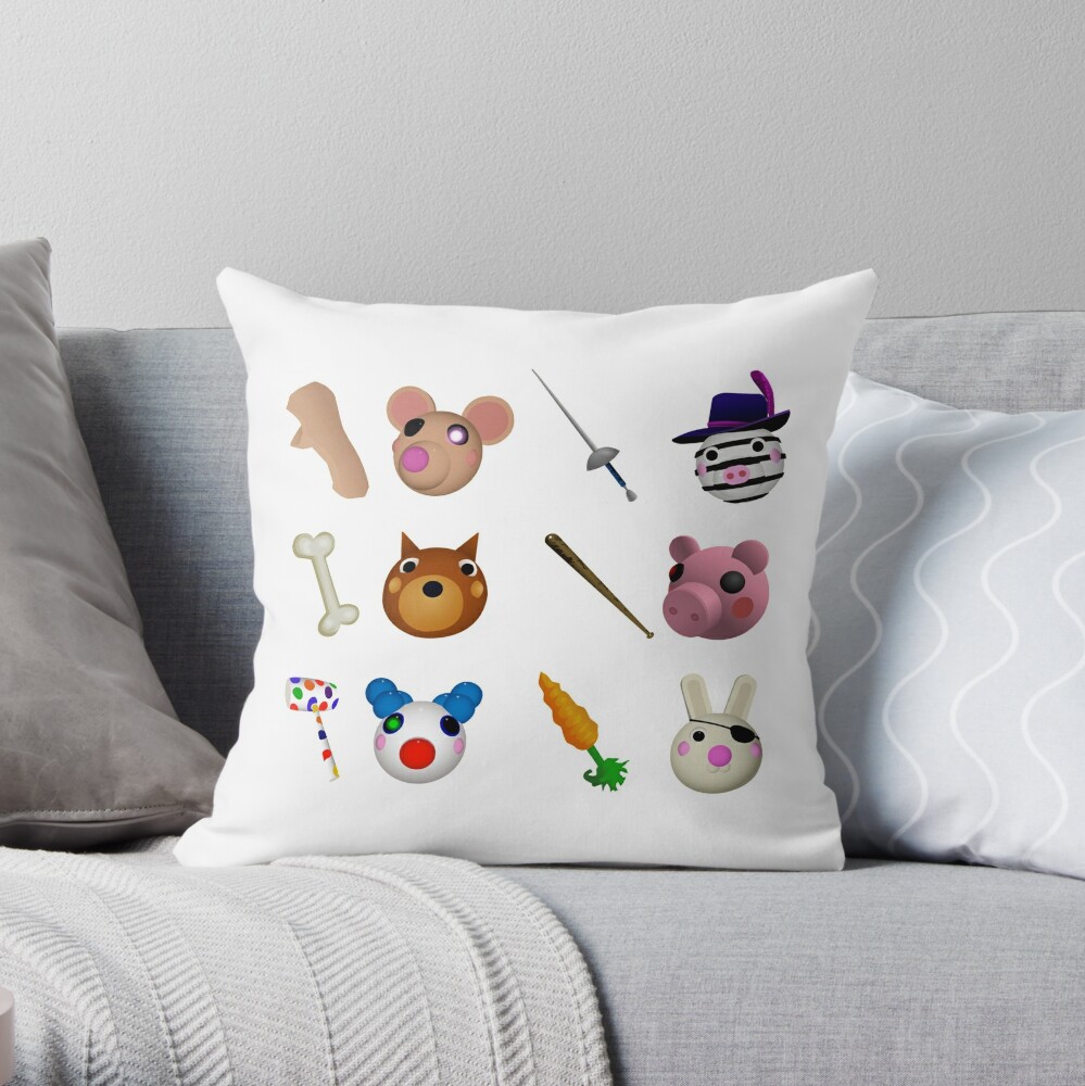 Roblox Piggy Throw Pillow By Noupui Redbubble - pink tiger roblox