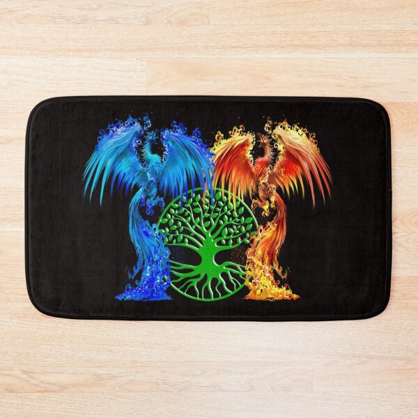 Item preview, Fantasy Fire And Ice Phoenix Green Tree Of Life designed and sold by Atteestude.