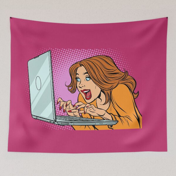 Item preview, Lady With Laptop: pop art style designed and sold by MaayanCo.