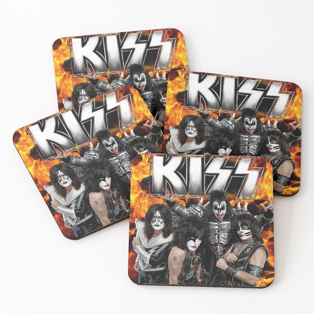"KISS with Logo and band" Coasters (Set of 4) by ImpressionLane Redbubble