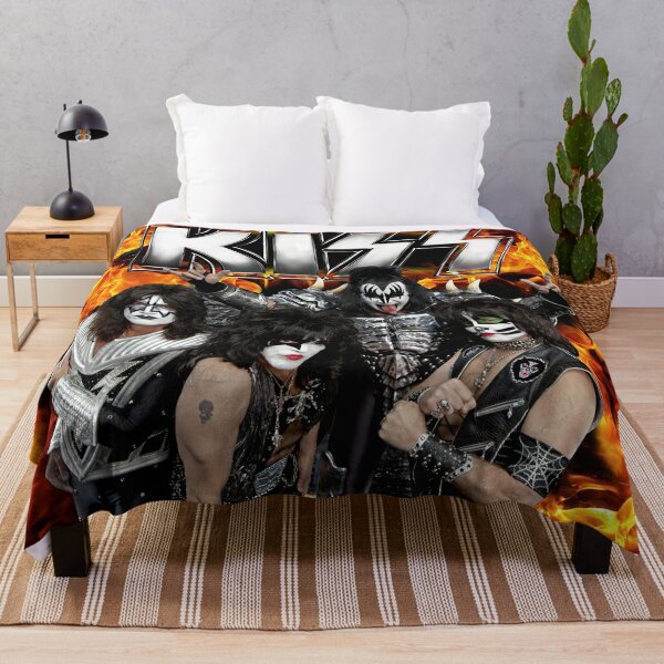 KISS with Logo and band Throw Blanket