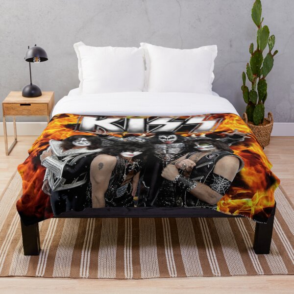 KISS with Logo and band Throw Blanket
