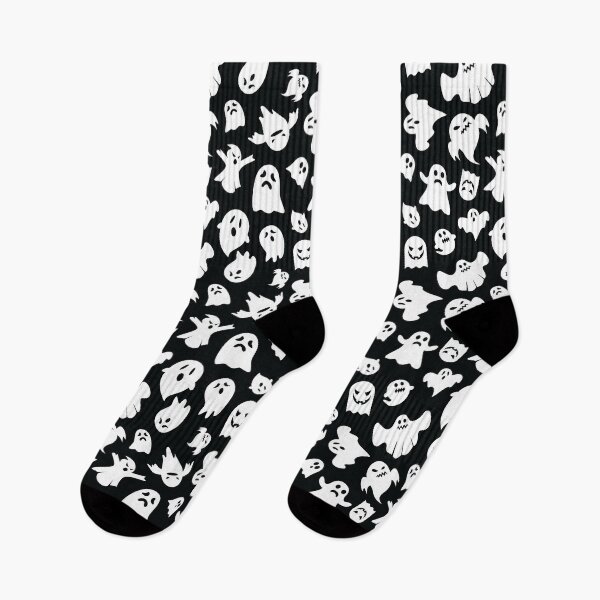 Item preview, Halloween Ghosts and Spirits Pattern (White on Black) designed and sold by randrgiftshop.