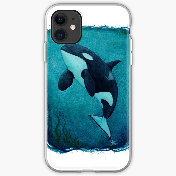 "The Matriarch" by Amber Marine ~ killer whale / orca watercolor painting, (J2 Granny) art © 2016 iPhone Soft Case