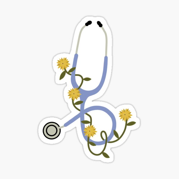 Light Blue Flower Stethoscope Sticker