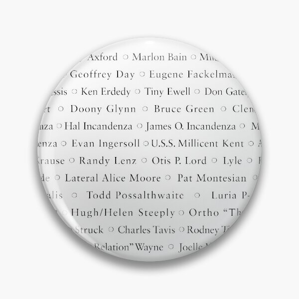 Item preview, Infinite Jest character list black on white designed and sold by Chris Ayers.