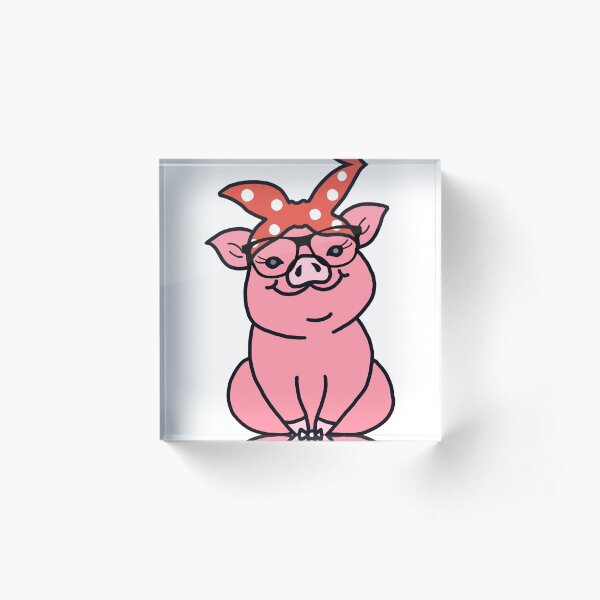 Pig with Glasses Acrylic Block